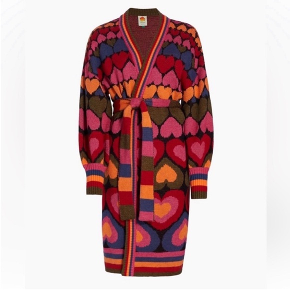 NEW FARM Rio Full of Hearts belted cardigan/ coat. - Picture 5 of 11